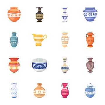 Variety of Vases Flat Illustrations

