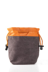 Drawstring Pouch in Canvas with Leather trim to store your accessories