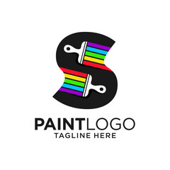 Letter S Paint Logo Design Template Inspiration, Vector Illustration.