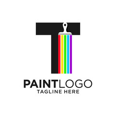 Letter T Paint Logo Design Template Inspiration, Vector Illustration.