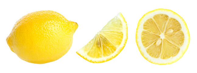 Ripe lemon isolated on transparent background. PNG format	
 - obrazy, fototapety, plakaty