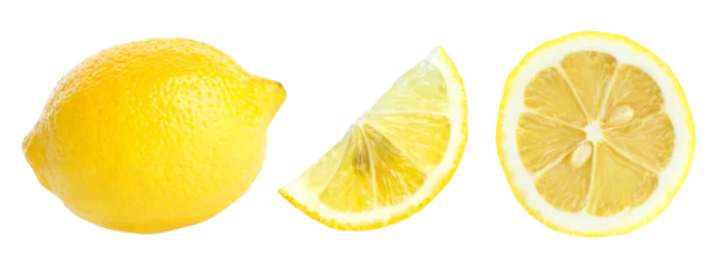 Tuinposter Ripe lemon isolated on transparent background. PNG format   © seralex