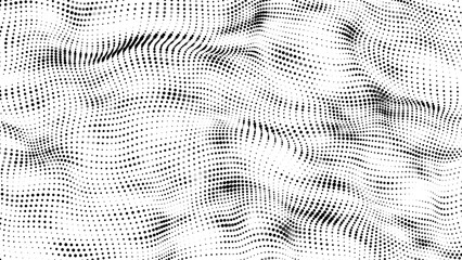 Naklejka na ściany i meble Digital wave texture with dots on the white background. Big data visualization. Vector illustrations.