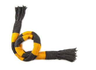Knitted scarf on a white background.