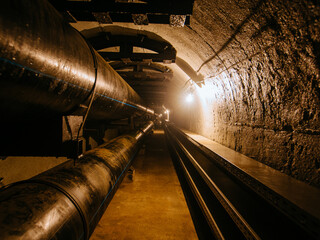 Vaulted concrete underground tunnel of sewer, heating duct or water supply system