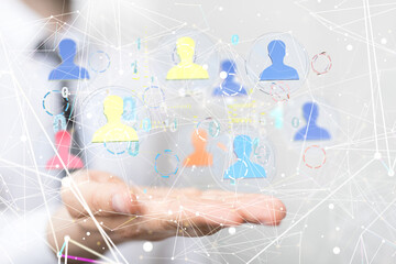 Network connections team working and interacting