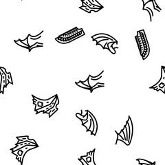 Wing Fly Animal, Bird And Insect vector seamless pattern thin line illustration - obrazy, fototapety, plakaty