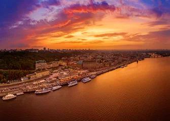 Wall murals Rood violet Sunset over Dnipro