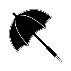 Rain protection open umbrella icon | Black Vector illustration |