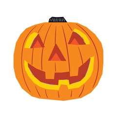 orange pumpkin with face, thanksgiving and haloween element. Vector illustration 