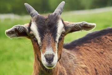 Outdoor goat farm in village