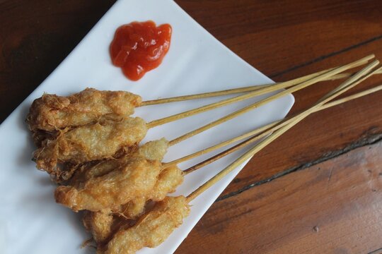 Sempolan Or Sempol Is A Kind Of Fried Food Made From Tapioca Flour.  The Name Sempol Is Taken From The Place Where This Snack Comes From A Village In Malang Regency, East Java Province