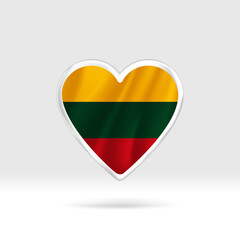Heart from Lithuania flag. Silver button star and flag template. Easy editing and vector in groups. National flag vector illustration on white background.