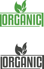 organic stamp or label monochromatic and colored illustrations 