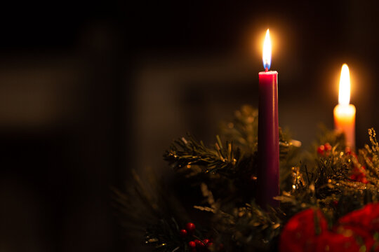 Two candles on an advent wreath
