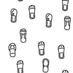 Home Footwear Comfortable Shoes vector seamless pattern thin line illustration