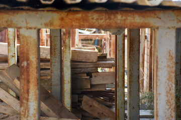 Old building site with storage  wood