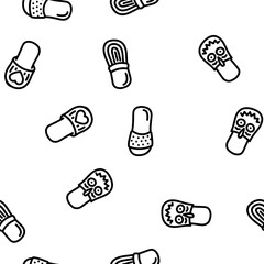 Home Footwear Comfortable Shoes vector seamless pattern thin line illustration