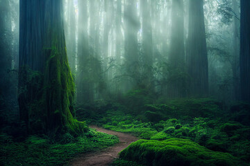 Fototapeta premium misty forest in the morning