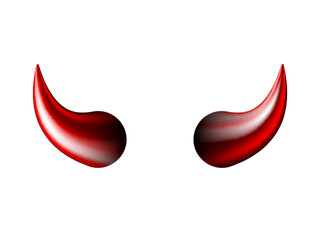 Realistic red and black Halloween Devil Horns . Satan demon accessories. - 532279560