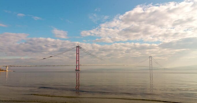 The construction of 1915 Canakkale Bridge timelapse