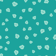 Green CO2 emissions in cloud icon isolated seamless pattern on green background. Carbon dioxide formula, smog pollution concept, environment concept. Vector