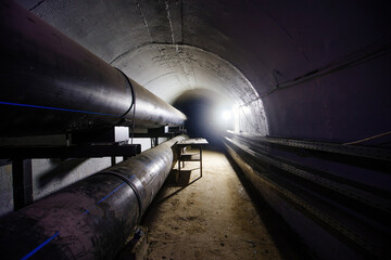 Vaulted concrete underground tunnel of sewer, heating duct or water supply system