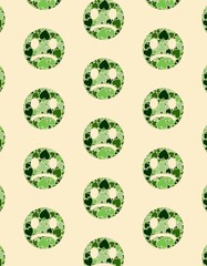 Worried  face emoji design made of green hearts. Print  on yellow  background digital image,  For Special day offers, giftware, tshirt, pattern. 
