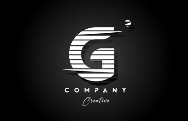 line G alphabet letter logo icon design with black and white stripe and circle. Creative template for company and business