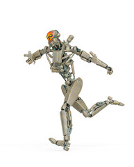 apocalipse cyborg is running up on white background