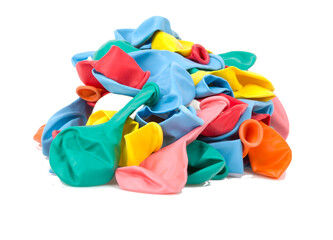 Heap of colorful empty balloons, isolated on transparent background