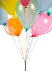 Colorful balloons isolated on transparent background