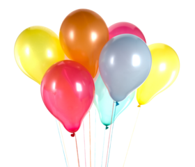 Colorful balloons isolated on transparent background