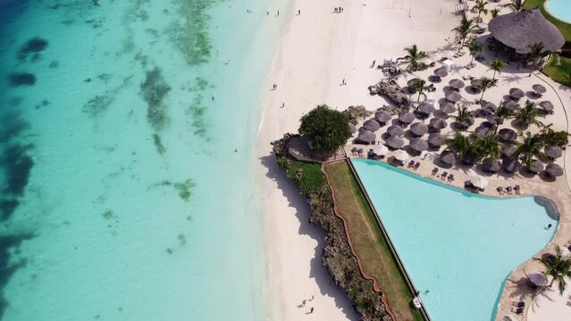 Aerial view of Nungwi Beach in Zanzibar, 4K drone video, 47.252 fps DJI Air2S, ProRes422