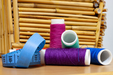 Colored cotton and tape measure