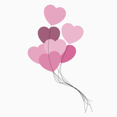 Fototapeta na wymiar Balloons in the shape of hearts.