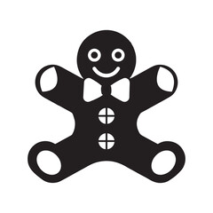 Christmas xmas cookie man icon | Black Vector illustration |