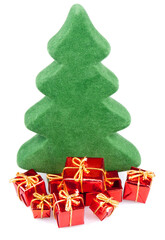 Christmas tree with gifts, isolated on transparent background