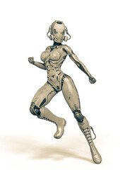 super gynoid in action pose
