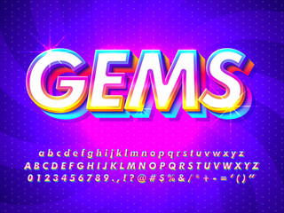 Colorful Shiny Gems Text Effect With Vibrant Color