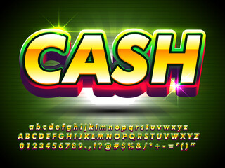 Casino Cash Poker 3d Text Effect With Shiny Gold
