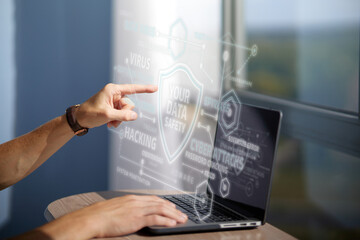 Programmers and cyber security technologies design websites and security in the Social World, cyberspace concepts.

