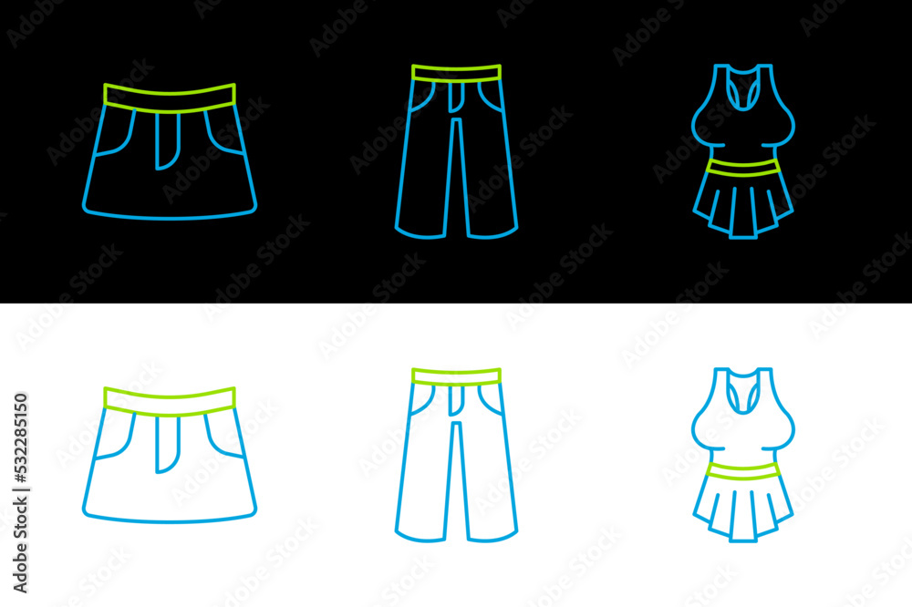 Canvas Prints Set line Undershirt, Skirt and Pants icon. Vector