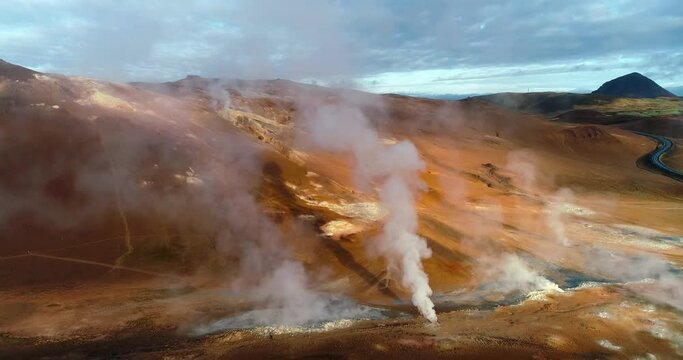 the nature of hverir geothermal area in Iceland