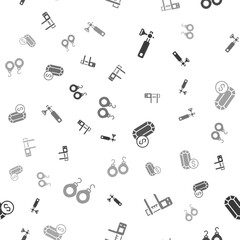 Set Jewelers lupe, Calliper or caliper and scale, Jewelry online shopping and Earrings on seamless pattern. Vector