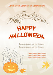 light beige music banner for halloween - vector a4 template