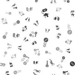 Set House with dollar, key, Rent and on seamless pattern. Vector