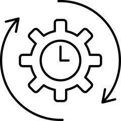 Agile process line icon. Gear and arrow. Line vector illustration.