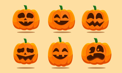 Vector Halloween Pumpkin Set. Vector illustration