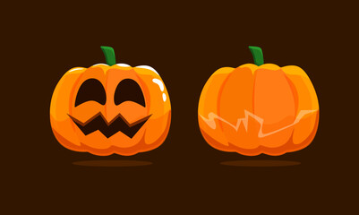 Jack-o'-lantern / jack-o-lantern Halloween carved pumpkin flat vector icon for apps and websites